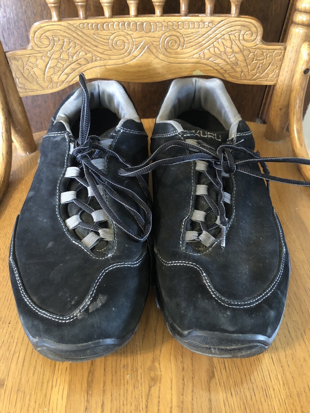 Kuru Chicane Mens Leather Shoes Size 13.5 Orthopedic Suede Black Grey